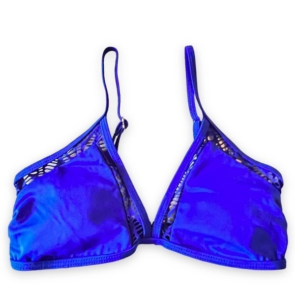 Nautica NWT Breathable Blue Crochet UV 50+ 100% Recycled Triangle Bikini Top S - Picture 4 of 14